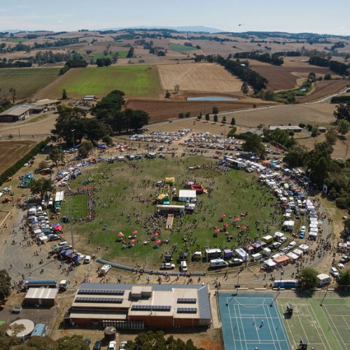 Aerial view of 2025 Thorpdale Potato Festival