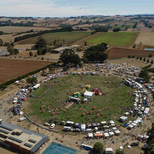 Aerial view of 2025 Thorpdale Potato Festival