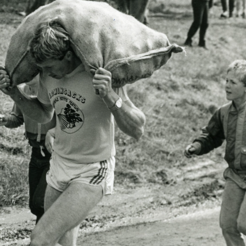 David Lloyd competing in the famous Spud Run at the Thorpdale Potato Festival