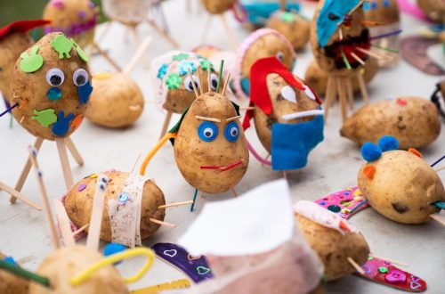 Kids potato sculptures at the Thorpdale Potato Festival