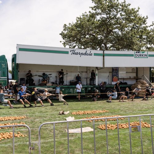 Tug of War in front of Durkin truck